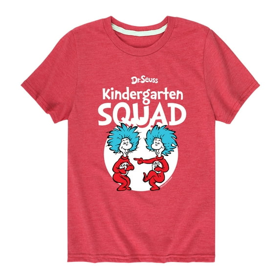 Dr. Seuss - Kindergarten Squad - Thing 1 and 2 - Cat in the Hat - Youth Short Sleeve Graphic T-Shirt