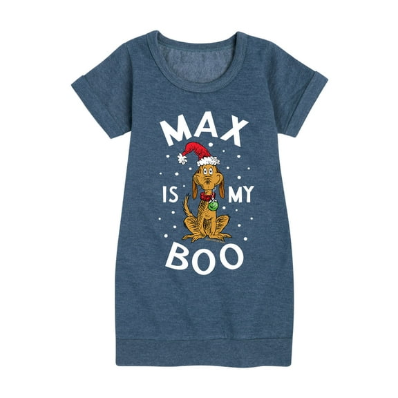 Dr. Seuss - The Grinch Max Is My Boo - Toddler And Youth Girls Fleece Dress