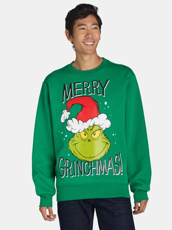 Men's & Big Men's The Grinch Smiley Graphic Sweatshirt, Sizes XS-3XL
