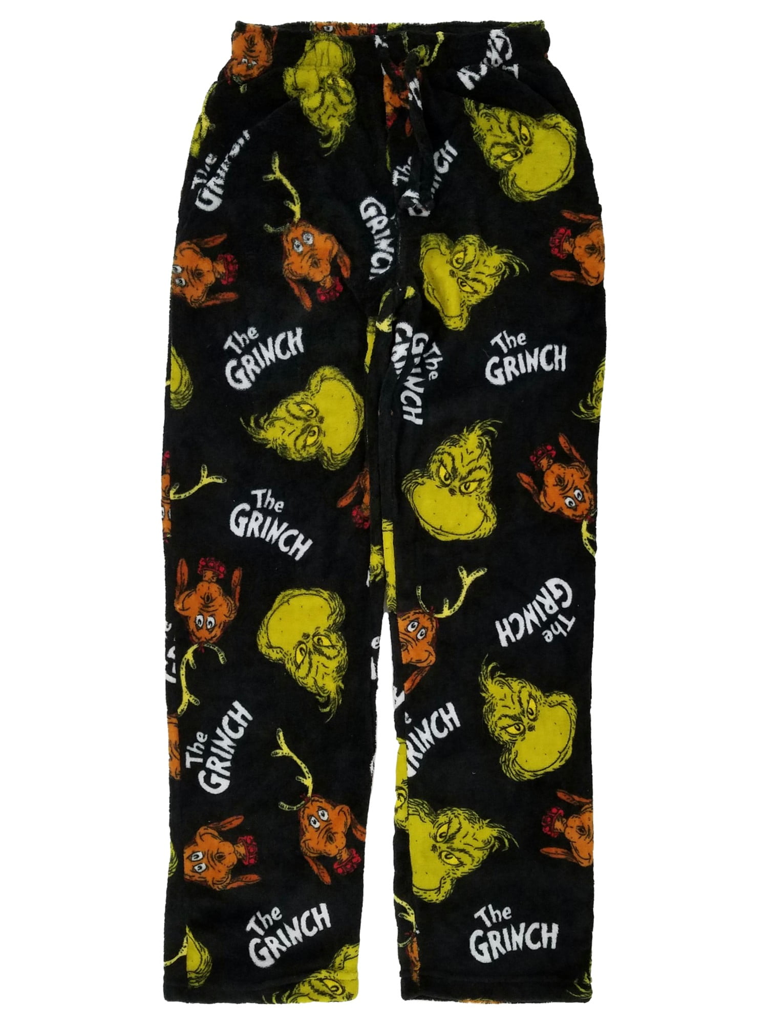 Dr. Seuss Mens Black The Grinch & Max Fleece Sleep Pants Pajama Bottoms Small