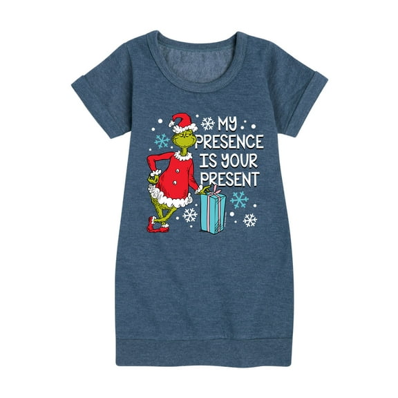 Dr. Seuss - The Grinch My Presence Is Your Present - Toddler And Youth Girls Fleece Dress