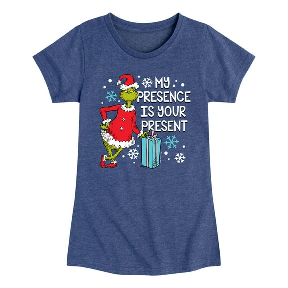 Dr. Seuss - The Grinch My Presence Is Your Present - Toddler And Youth Girls Short Sleeve Graphic T-Shirt