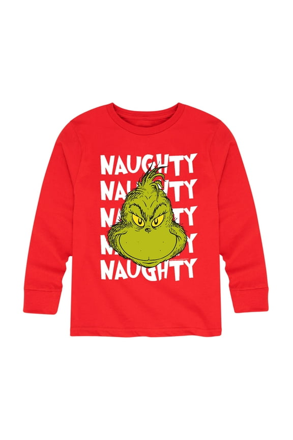 - Naughty Grinch - Toddler And Youth Long Sleeve Graphic T-Shirt