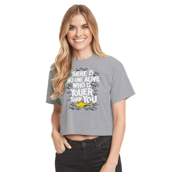 Dr. Seuss - No One Is Youer Than You - Juniors Cropped Cotton Blend T-Shirt