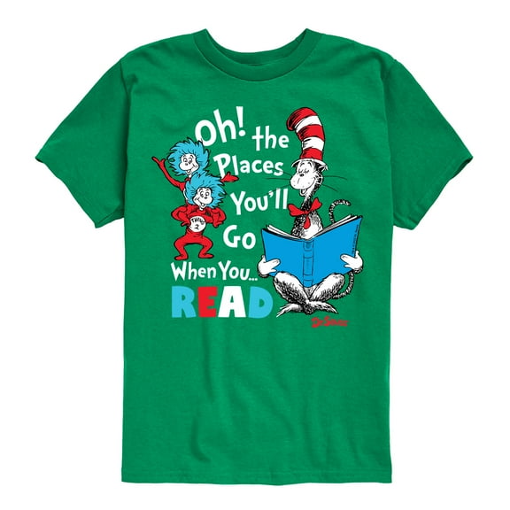 Dr. Seuss - Oh! Places You'll Go When You Read - Youth Short Sleeve Graphic T-Shirt