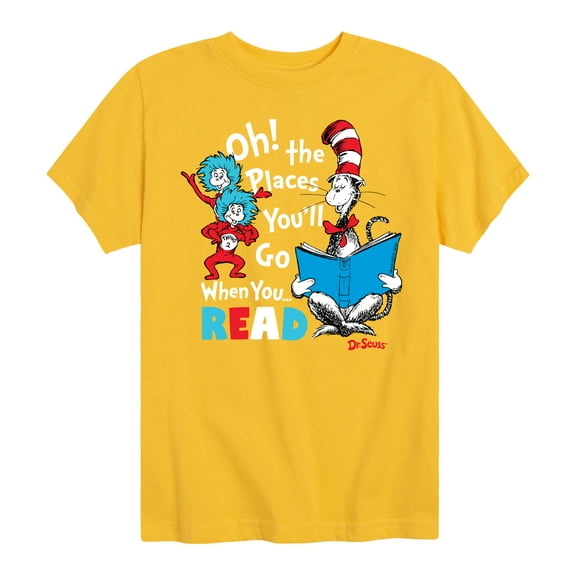 Dr. Seuss - Oh! Places You'll Go When You Read - Youth Short Sleeve Graphic T-Shirt