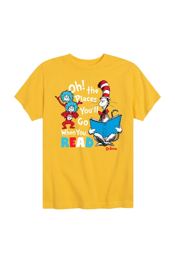 - Oh! Places You'll Go When You Read - Youth Short Sleeve Graphic T-Shirt