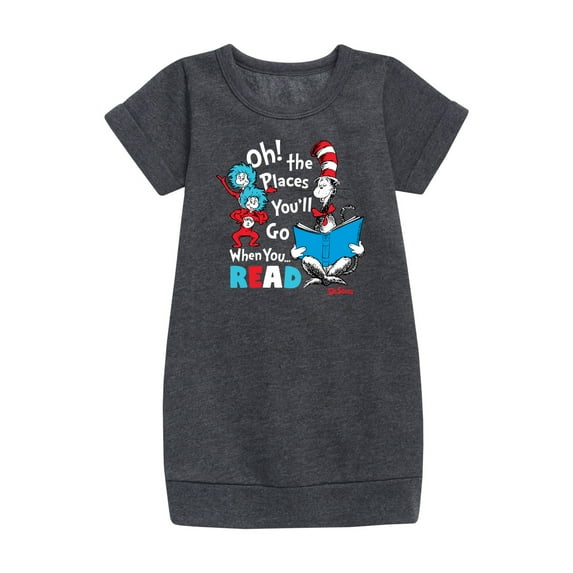 Dr. Seuss - Oh Places Youll Go When You Read - Toddler And Youth Girls Fleece Dress