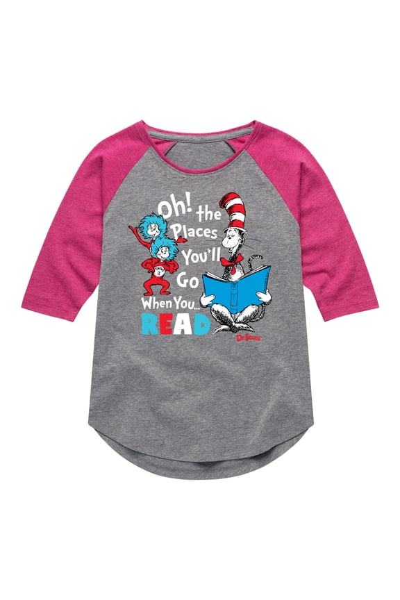 - Oh Places Youll Go When You Read - Toddler And Youth Girls Raglan Graphic T-Shirt