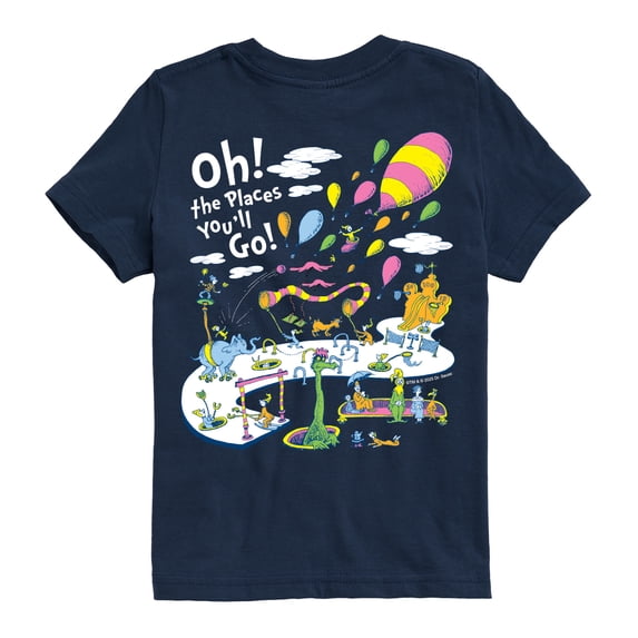 Dr. Seuss - Oh The Place You'll Go Illustrations - Youth Boys Short Sleeve Graphic T-Shirt