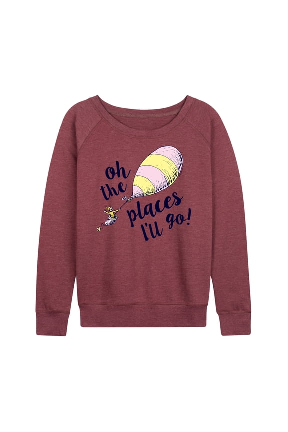 - Oh The Places I'll Go Balloon - Women's Lightweight French Terry Long Sleeve Shirt