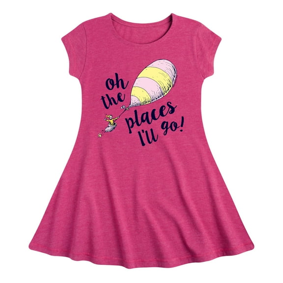 Dr. Seuss - Oh! The Places I'll Go - Girls Fit And Flare Cap Sleeve Dress