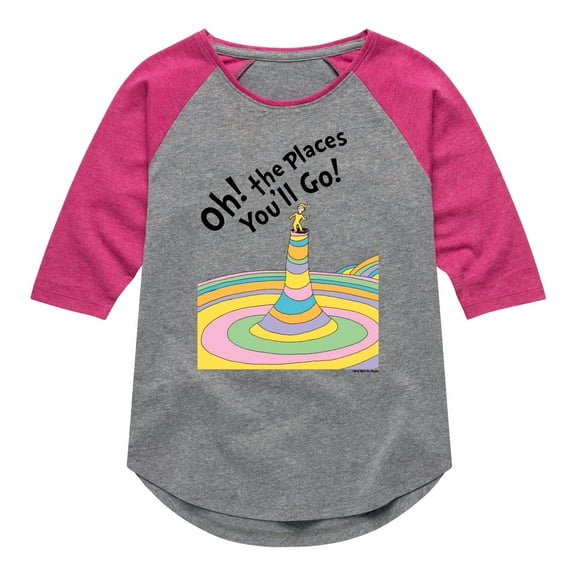 Dr. Seuss - Oh! The Places I'll Go - Kids Toddler And Youth Raglan Graphic T-Shirt