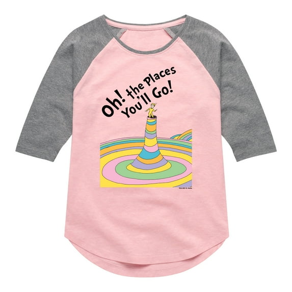 Dr. Seuss - Oh! The Places I'll Go - Kids Toddler And Youth Raglan Graphic T-Shirt