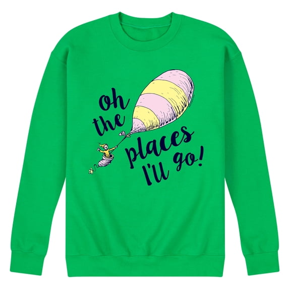 Dr. Seuss - Oh The Places I'll Go Balloon - Men's Crew Neck Fleece Pullover