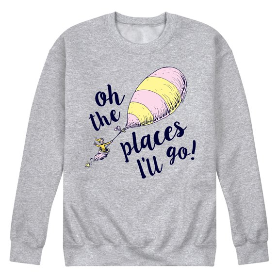 Dr. Seuss - Oh The Places I'll Go Balloon - Men's Crew Neck Fleece Pullover