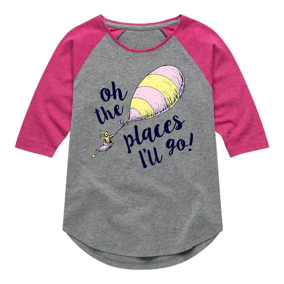 Dr. Seuss - Oh! The Places I'll Go - Toddler And Youth Raglan Graphic T-Shirt