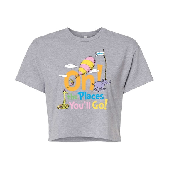Dr. Seuss - Oh! The Places You'll Go - Juniors Cropped Cotton Blend T-Shirt