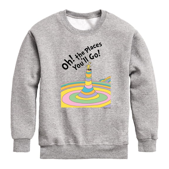 Dr. Seuss - Oh! The Places You'll Go - Kids Toddler And Youth Crewneck Fleece Sweatshirt