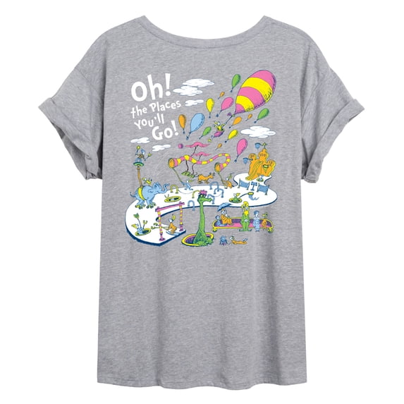 Dr. Seuss - Oh! The Places You'll Go Scene - Juniors Oversized Graphic T-Shirt