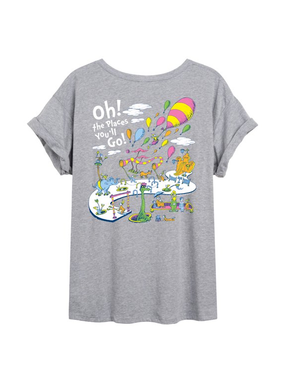 - Oh! The Places You'll Go Scene - Juniors Oversized Graphic T-Shirt