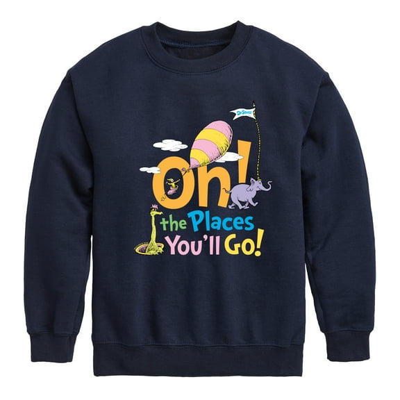 Dr. Seuss - Oh! The Places You'll Go - Toddler And Youth Crewneck Fleece Sweatshirt