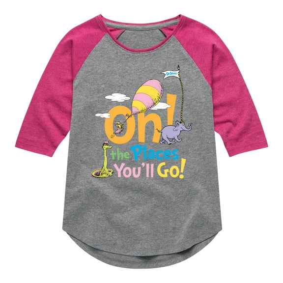 Dr. Seuss - Oh! The Places You'll Go - Toddler And Youth Raglan Graphic T-Shirt