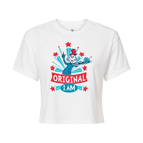 Dr. Seuss - Original I Am Green Eggs and Ham - Juniors Cropped Cotton Blend T-Shirt