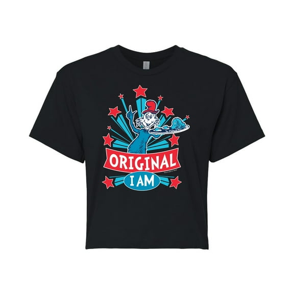 Dr. Seuss - Original I Am Green Eggs and Ham - Juniors Cropped Cotton Blend T-Shirt