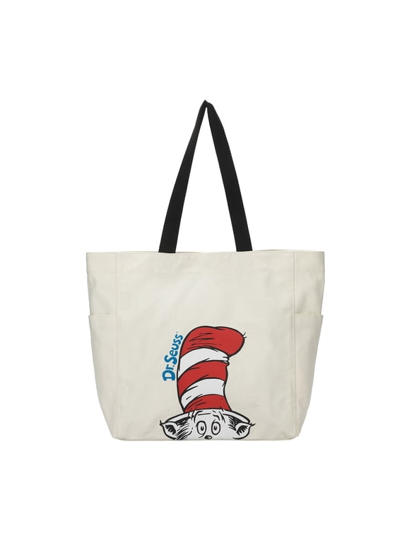 Dr. Seuss Peek-a-Boo Cat In The Hat 15-inch Adult White Tote Bag