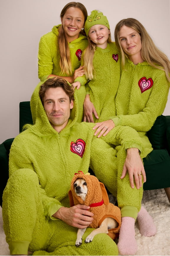 Pet The Grinch Christmas Matching Family Pajamas Headband, Sizes S-XL