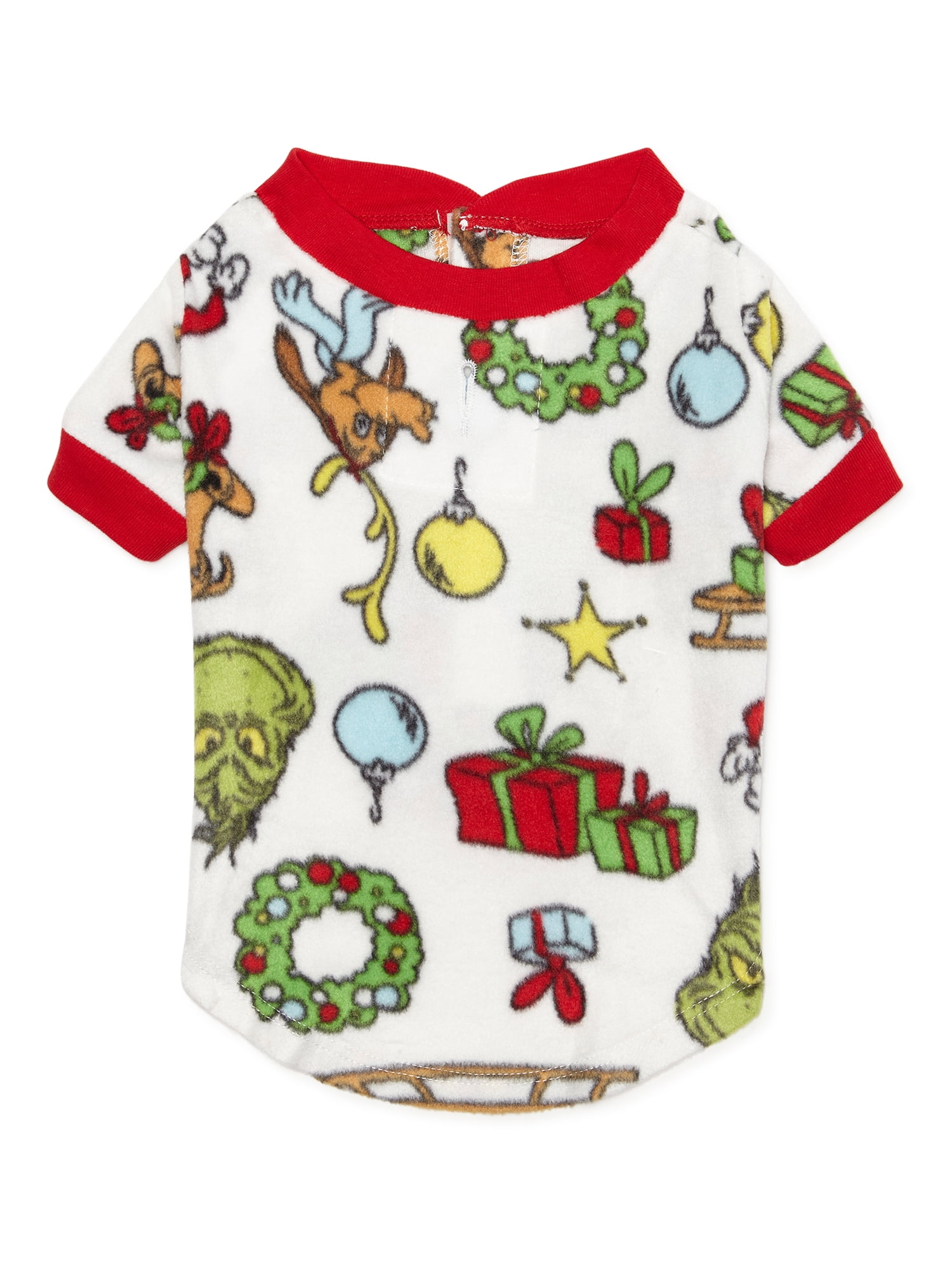 Dr. Seuss Polyester Grinch Christmas Dog Pajama, Winter White, S