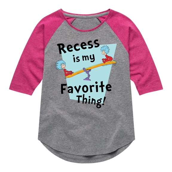 Dr. Seuss - Recess Is My Favorite Thing - Toddler And Youth Girls Raglan Graphic T-Shirt