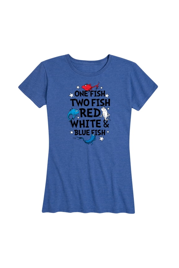 - Red, White and Blue Fish - Americana - Women's Short Sleeve Graphic T-Shirt