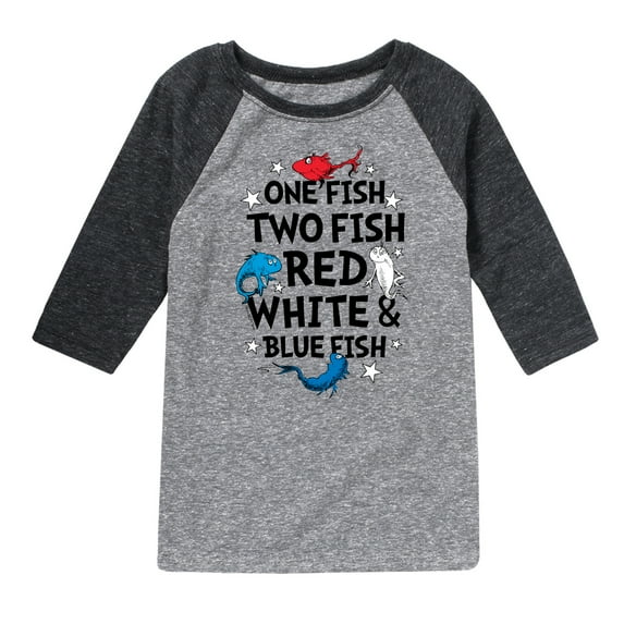Dr. Seuss - Red, White and Blue Fish - Toddler And Youth Raglan Graphic T-Shirt