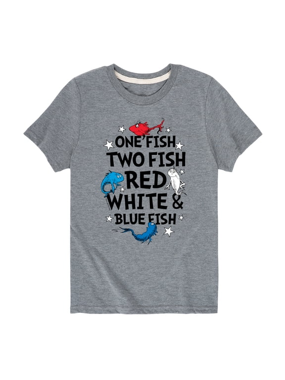 - Red, White and Blue Fish Boys' Short Sleeve Graphic T-Shirt