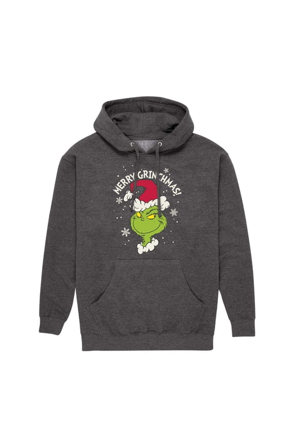 Dr. Seuss - Santa Grinch - Men's Pullover Hooded Fleece Sweatshirt