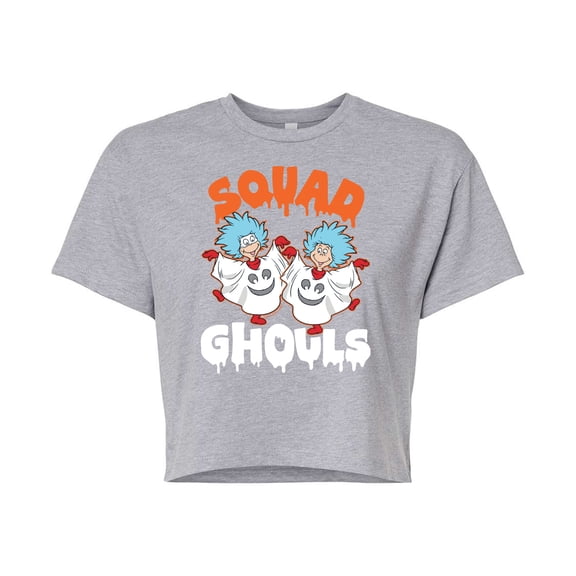 Dr. Seuss - Squad Ghouls Thing 1 and Thing 2 - Juniors Cropped Cotton Blend T-Shirt