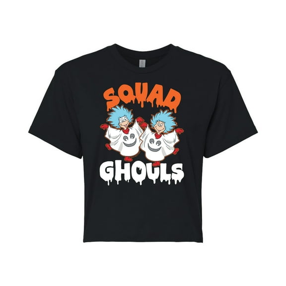Dr. Seuss - Squad Ghouls Thing 1 and Thing 2 - Juniors Cropped Cotton Blend T-Shirt