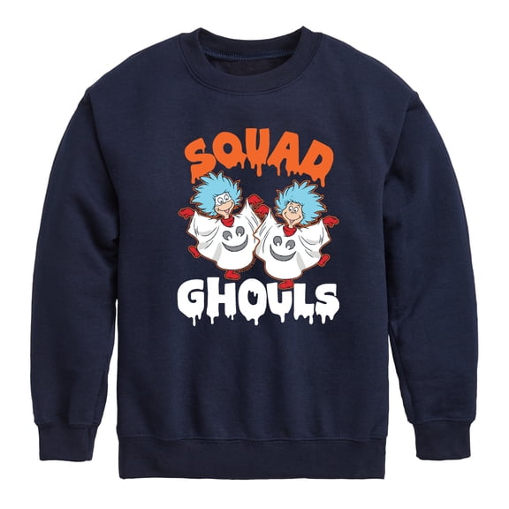 Dr. Seuss - Squad Ghouls Thing 1 and Thing 2 - Toddler And Youth Crewneck Fleece Sweatshirt