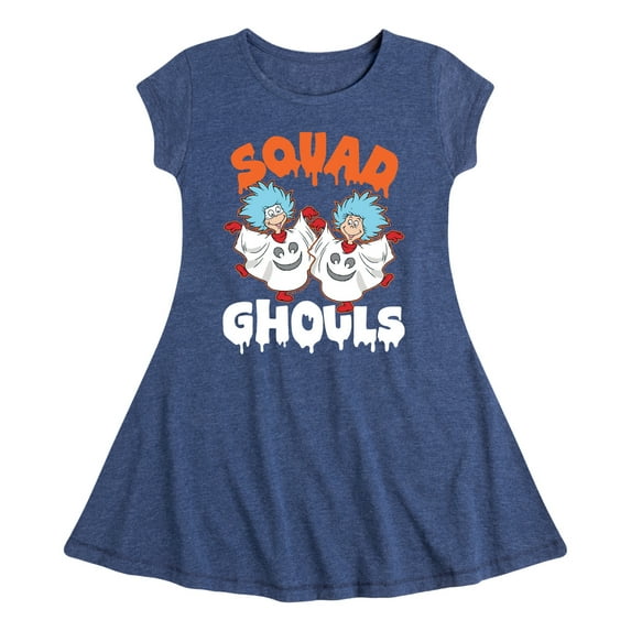 Dr. Seuss - Squad Ghouls Thing 1 and Thing 2 - Toddler And Youth Girls Fit And Flare Dress