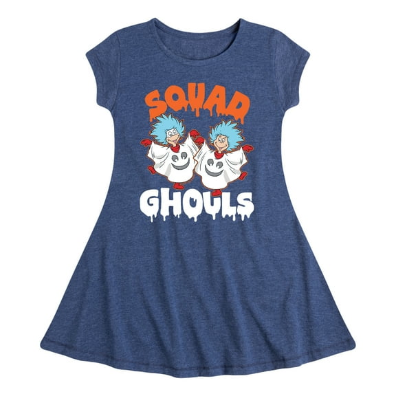 Dr. Seuss - Squad Ghouls Thing 1 and Thing 2 - Toddler And Youth Girls Fit And Flare Dress