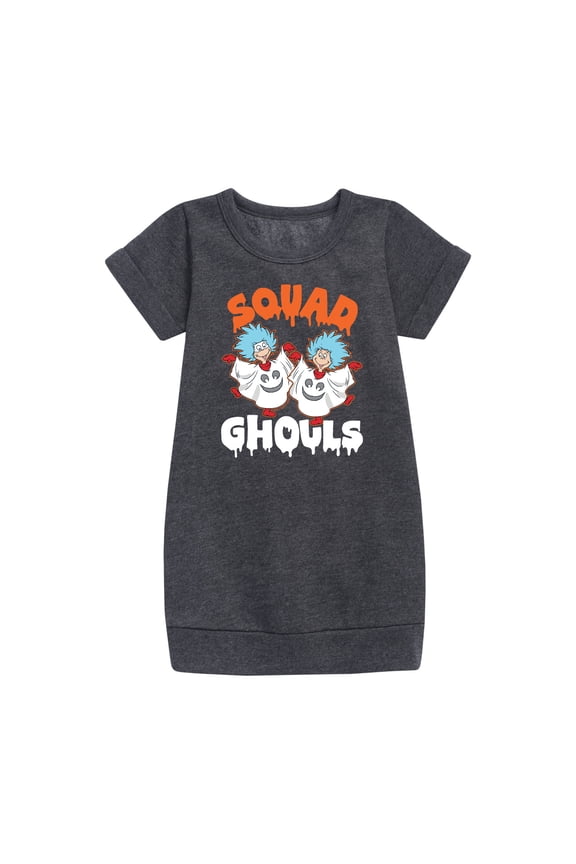 - Squad Ghouls Thing 1 and Thing 2 - Toddler And Youth Girls Fleece Dress