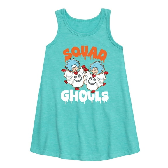 Dr. Seuss - Squad Ghouls Thing 1 and Thing 2 - Toddler and Youth Girls A-line Dress