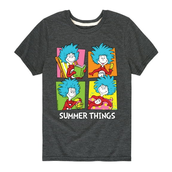 Dr. Seuss - Summer Things Grid - Boys Toddler And Youth Short Sleeve Tee