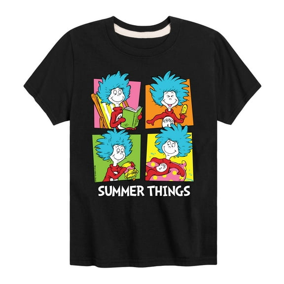 Dr. Seuss - Summer Things Grid - Boys Toddler And Youth Short Sleeve Tee