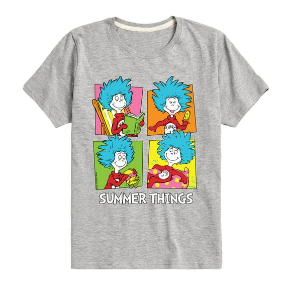 Dr. Seuss - Summer Things Grid - Boys Toddler And Youth Short Sleeve Tee