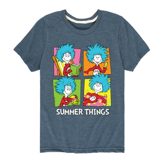 Dr. Seuss - Summer Things Grid - Boys Toddler And Youth Short Sleeve Tee