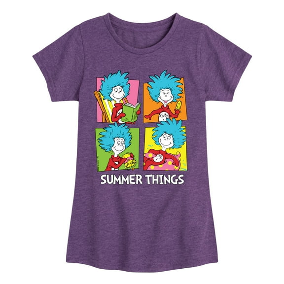 Dr. Seuss - Summer Things Grid - Girls Toddler And Youth Fitted Short Sleeve Tee