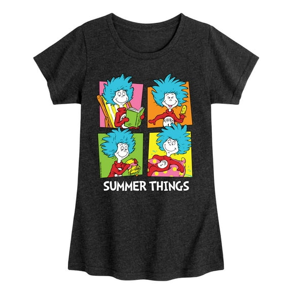 Dr. Seuss - Summer Things Grid - Girls Toddler And Youth Fitted Short Sleeve Tee